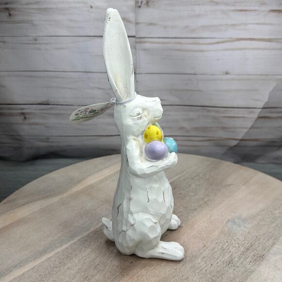 Bunny Boulevard Easter Bunny Rabbit Holding Easter Eggs Resin Figurine Statue - Picture 7 of 11